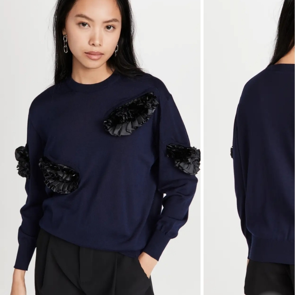 TOGA Pulla Navy and Black High Gauge Knit Wool Sweater Size 36/X-Small